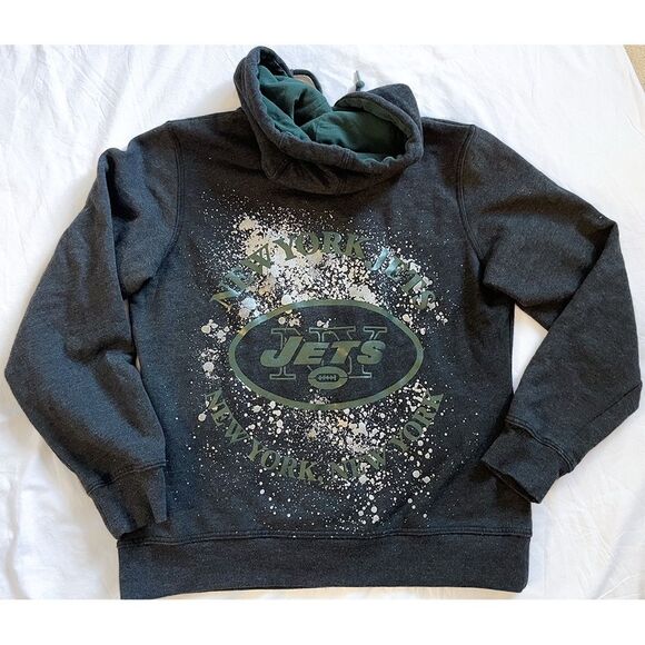 NFL NY Jets Hoodie |  Zip Up, Paint Splatter Logo - Picture 6 of 9